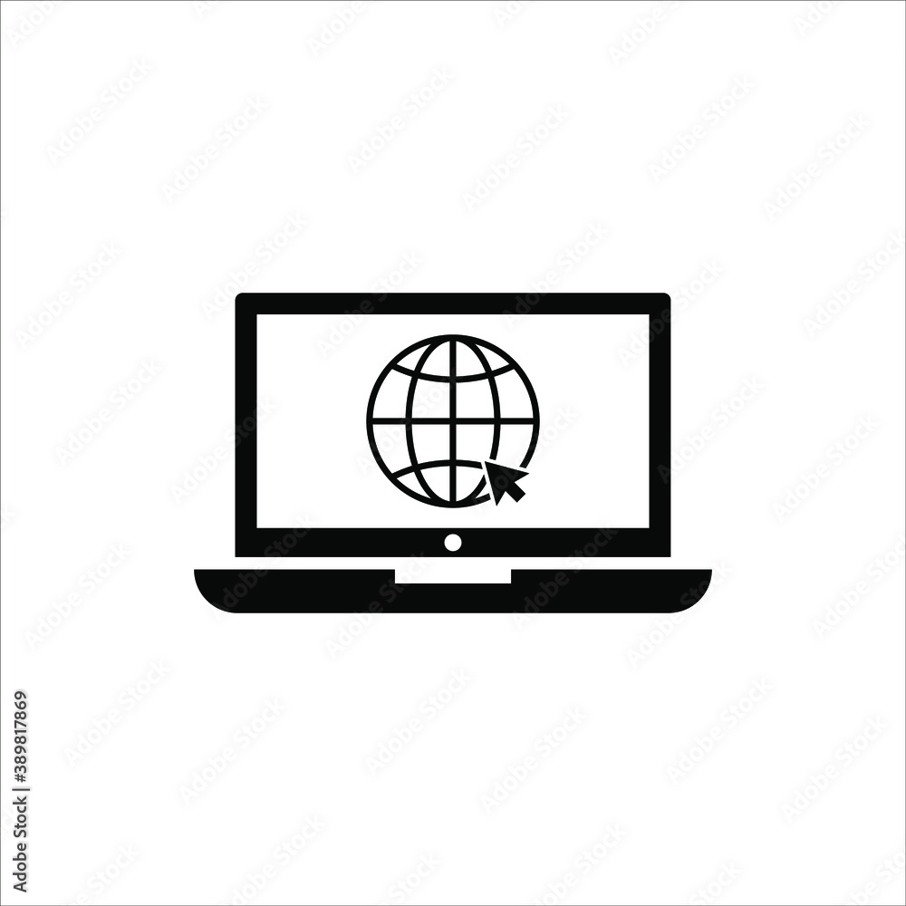 Poster laptop with pointer or cursor icon isolated. vector eps 10
