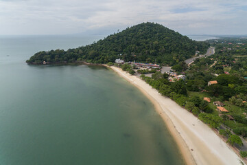 Naklejka premium Kep white sand beach in Kampot, Cambodia Asia Aerial Drone Photo