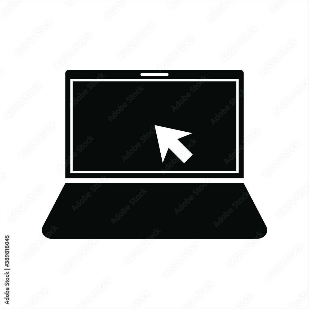 Poster laptop with pointer or cursor icon isolated. vector eps 10