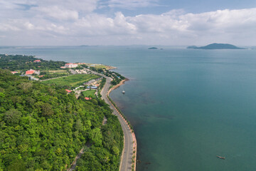 Kep white sand beach in Kampot, Cambodia Asia Aerial Drone Photo