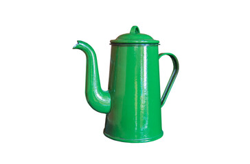 Metallic green teapot Isolated retro style , tea ceremony,