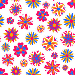 Abstract flowers seamless pattern. Vector illustration pattern for surface, t shirt design, print, poster, icon, web, graphic designs. 