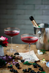 Kir Royal with black currant ..style vintage