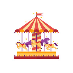 Colorful carousel with horses