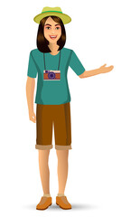 people vacation, woman in traveling. Design template elements. celebrations holidays and activities isolated vector illustration