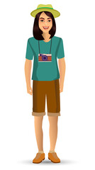 people vacation, woman in traveling. Design template elements. celebrations holidays and activities isolated vector illustration