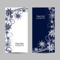 Set of vertical banners with winter pattern 