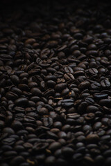 Moody coffee beans in soft light