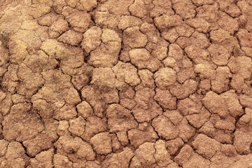 cracks in clay soil, dry surface of the earth