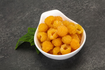 Sweet ripe tasty yellow raspberry