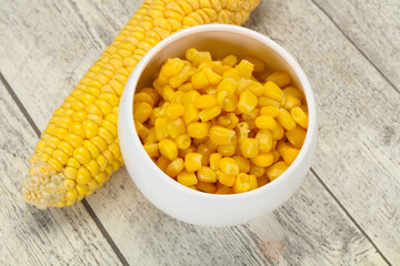 Young corn seeds in the bowl