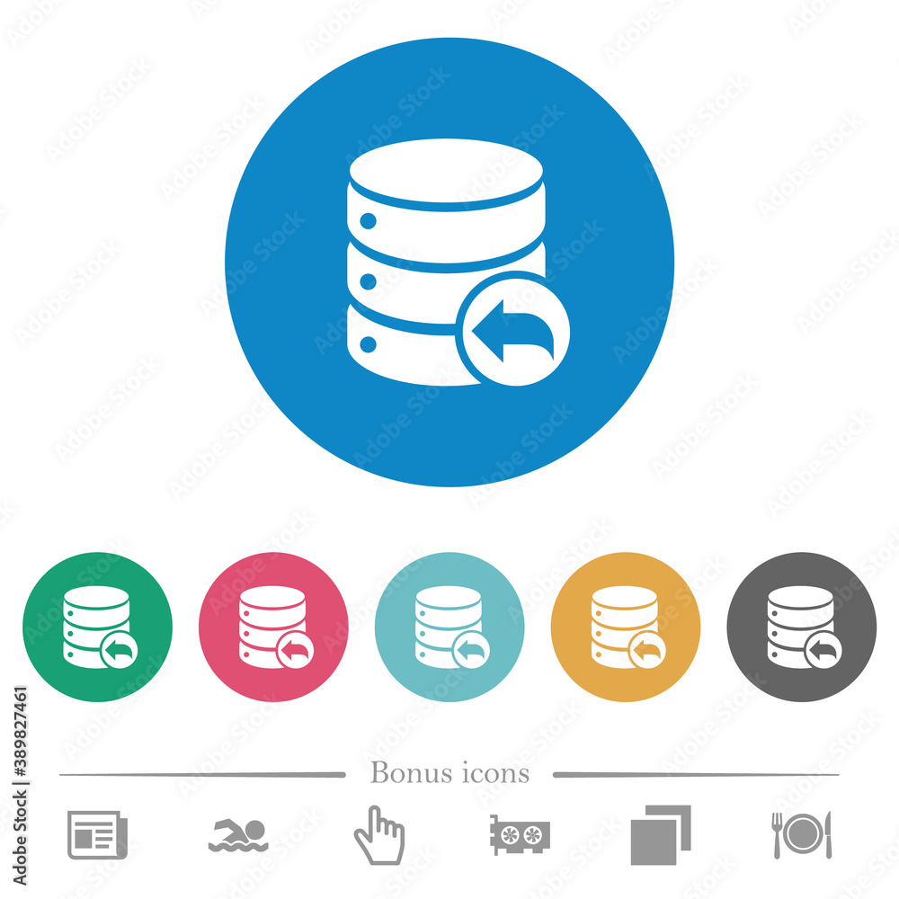 Poster database transaction rollback flat round icons