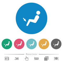 Car air flow direction foot flat round icons