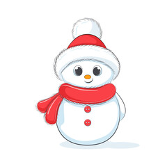 Fototapeta na wymiar Cute cheerful snowmen