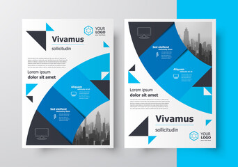 Cover Flyer brochure design template blue color circles theme