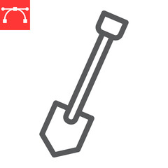 Shovel line icon, construction and agriculture, shovel sign vector graphics, editable stroke linear icon, eps 10.
