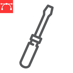 Screwdriver line icon, construction and tool, service sign vector graphics, editable stroke linear icon, eps 10.