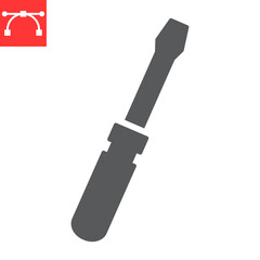 Screwdriver glyph icon, construction and tool, service sign vector graphics, editable stroke solid icon, eps 10.