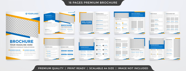 set of clean bifold brochure template with minimalist style and modern layout use for business profile and annual report