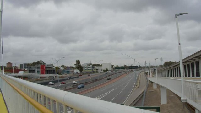 East Perth Freeway Cars Transport Perth Cityscape. Near the East Perth Train station Transperth