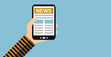 Hand mit Smartphone - News und Nachrichten lesen