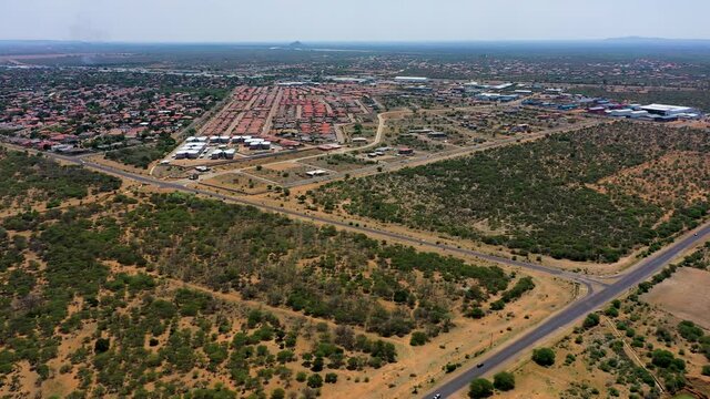 Southern Africa, Botswana, aerial view of the industrial area in Phakalane near Gaborone city