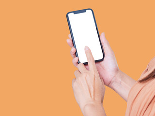 Close up of woman using smartphone