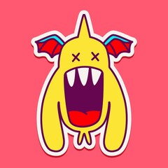 kawaii doodle cartoon monster designs for wallpaper, stickers, coloring books, pins, emblems, logos and more