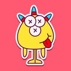 kawaii doodle cartoon monster designs for wallpaper, stickers, coloring books, pins, emblems, logos and more