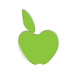Green apple on white background. Vector illustration