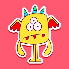 kawaii doodle cartoon monster designs for wallpaper, stickers, coloring books, pins, emblems, logos and more