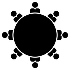 Black Icon of a Round Table / Vector, isolated