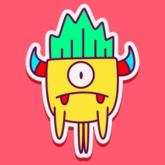 kawaii doodle cartoon monster designs for wallpaper, stickers, coloring books, pins, emblems, logos and more
