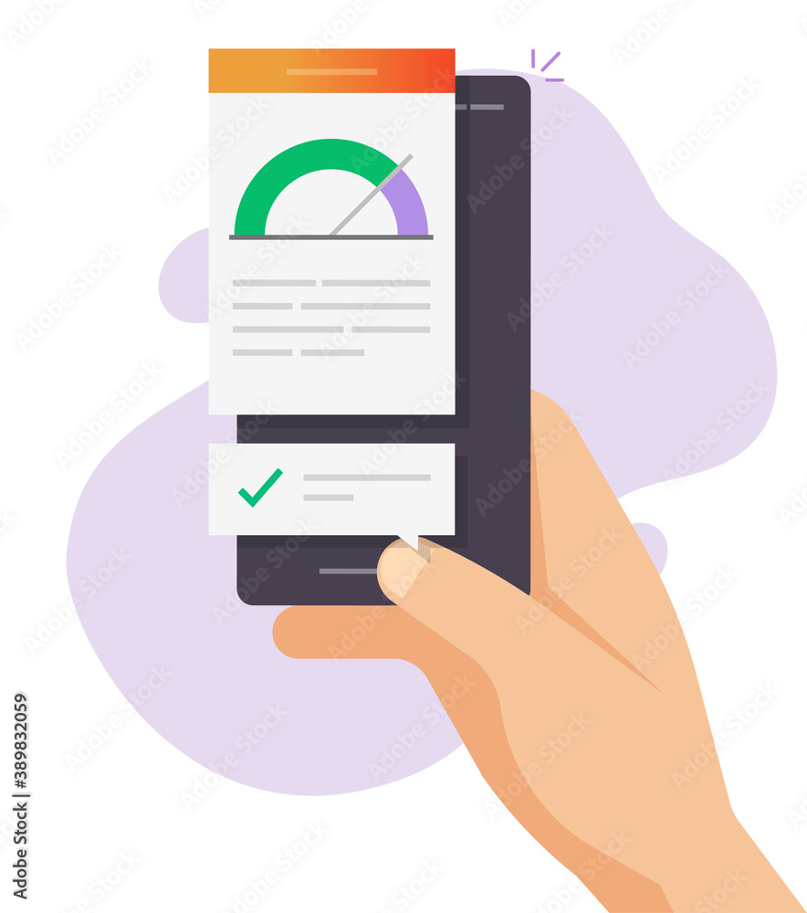 Poster high loading time speed test performance online report on mobile phone smartphone vector flat cartoo