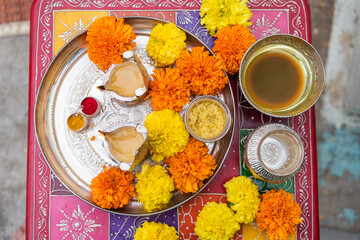 Oil lamp, Diwali , Hindu festival , royal Rajasthan, India	