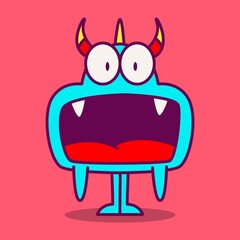 kawaii doodle cartoon monster designs for wallpaper, stickers, coloring books, pins, emblems, logos and more