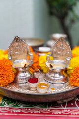 Oil lamp, Diwali , Hindu festival , royal Rajasthan, India	