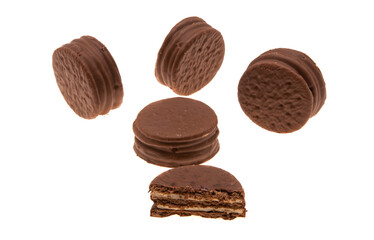 cookies in chocolate glaze isolated