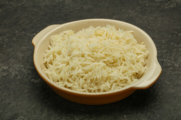 Steamed basmati rice in the bowl