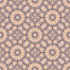 Seamless texture with arabic geometric ornament. Vector asian mosaic pattern with alternating decorative elements. Abstract design for textile and cloth