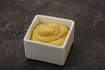 Dijon mustard sauce in the bowl