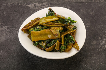 Vagan cuisine with roasted green bean