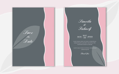 Minimalist wedding invitation template with two side