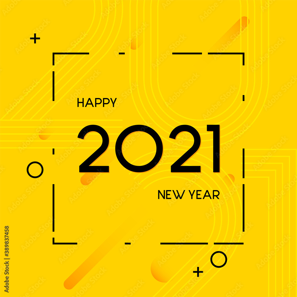 Aufkleber 2021 happy new year card vector design.
