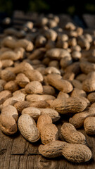 Dried peanuts closeup photo. Peanut in the shell. Food background of peanuts, healthy vegan food