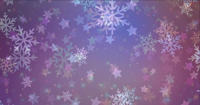 4K looping light blue, red animation in Christmas style. Colorful fashion clip with gradient stars, snowflakes. Slideshow for mobile apps. 4096 x 2160, 30 fps.