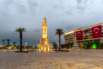 Konak Square night view in Izmir. Konak Square is main tourist attraction in Izmir.