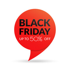 Black Friday sale tag or sticker. Discount badge, label for promo banner design. Vector illustration.