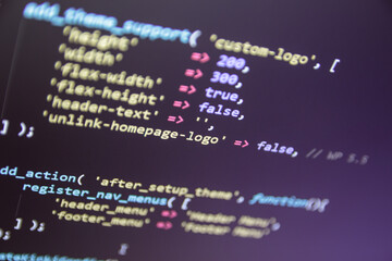 Website theme code close up