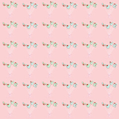 Seamless pattern from gingerbread heart, and words love from cookies with icing. Valentines day print.